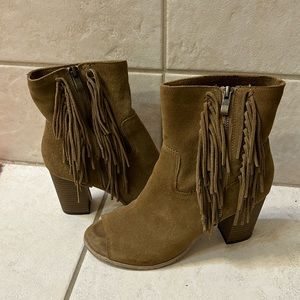 Mia leather fringe heeled booties